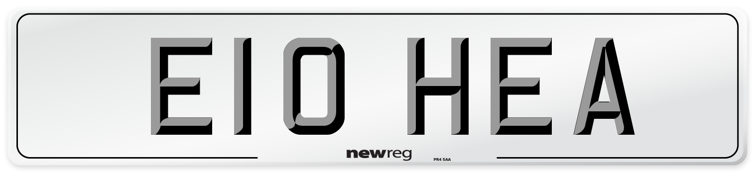 E10 HEA Front Number Plate