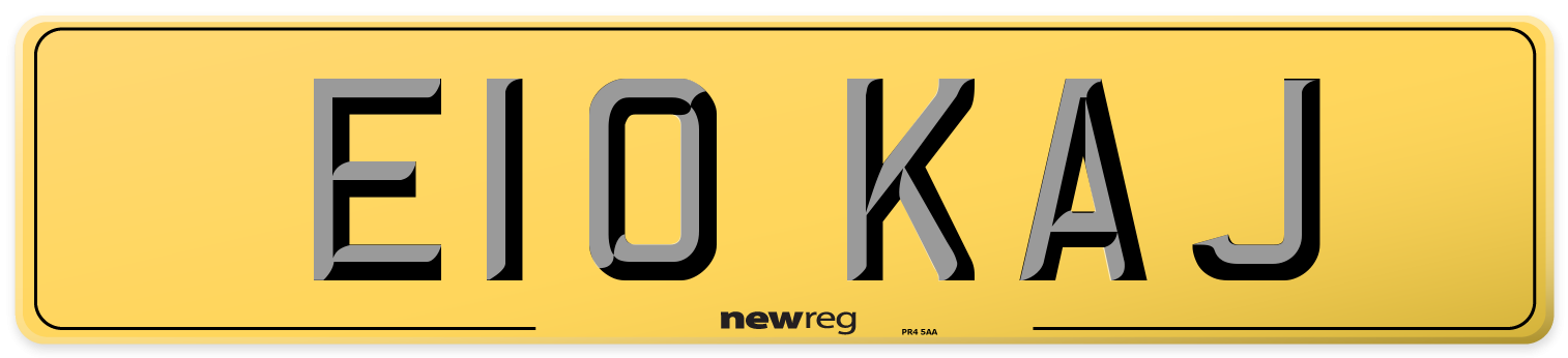 E10 KAJ Rear Number Plate