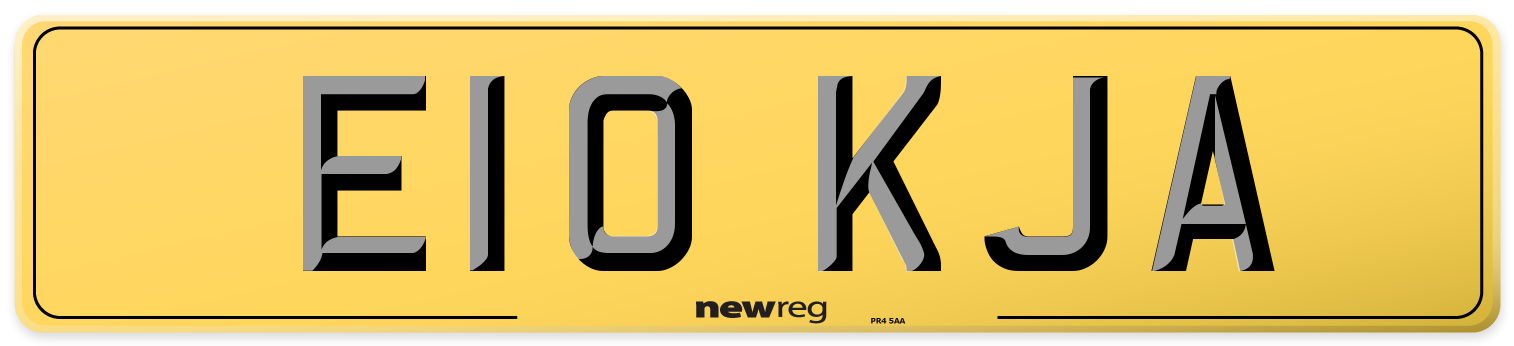 E10 KJA Rear Number Plate