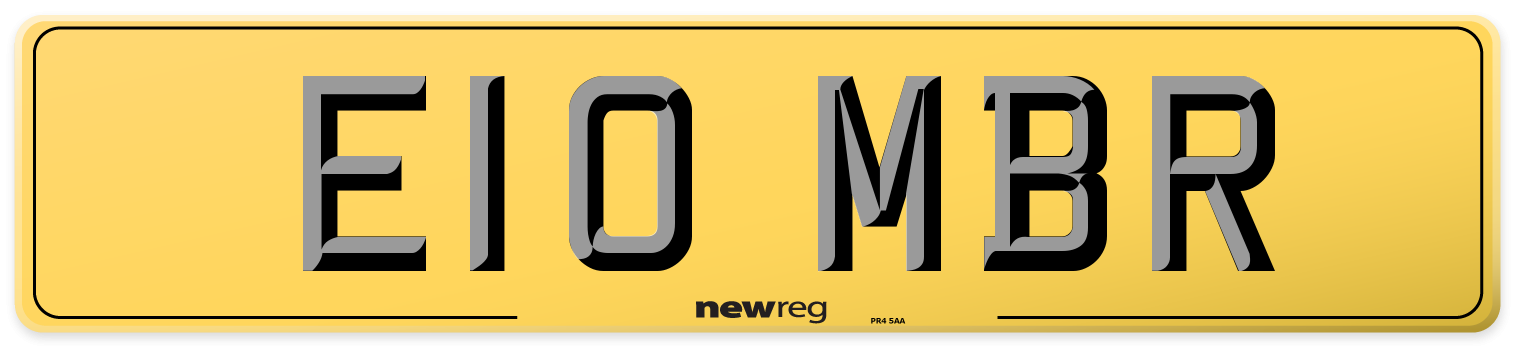 E10 MBR Rear Number Plate