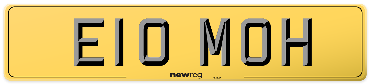 E10 MOH Rear Number Plate