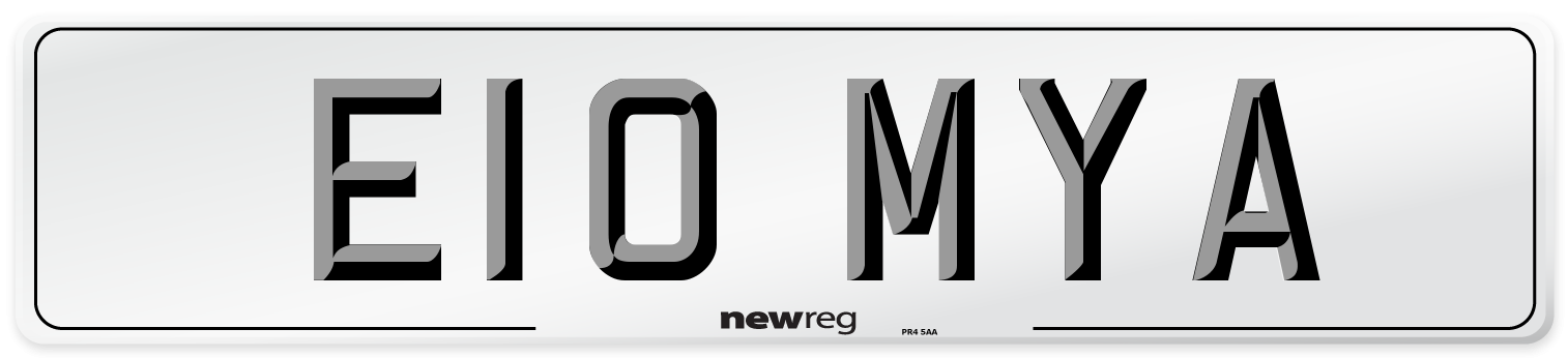 E10 MYA Front Number Plate