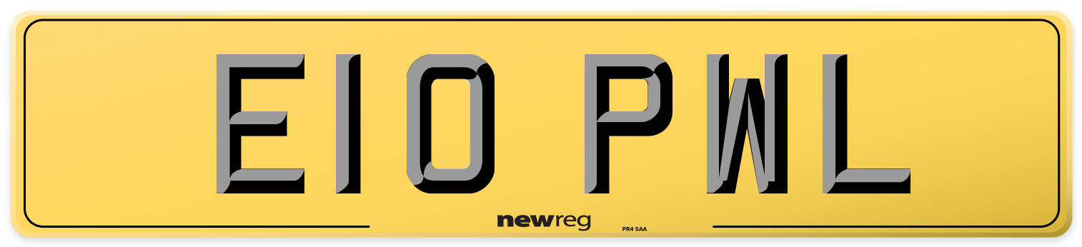 E10 PWL Rear Number Plate