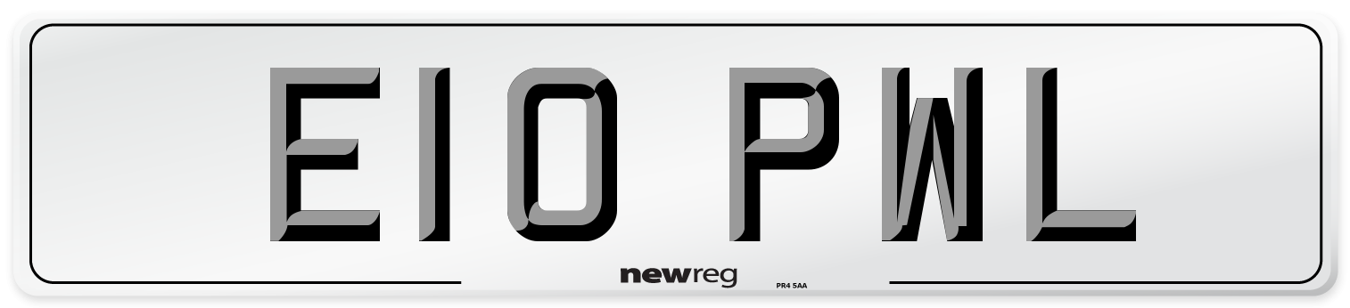 E10 PWL Front Number Plate