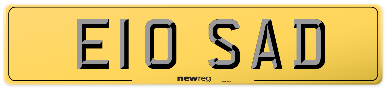 E10 SAD Rear Number Plate
