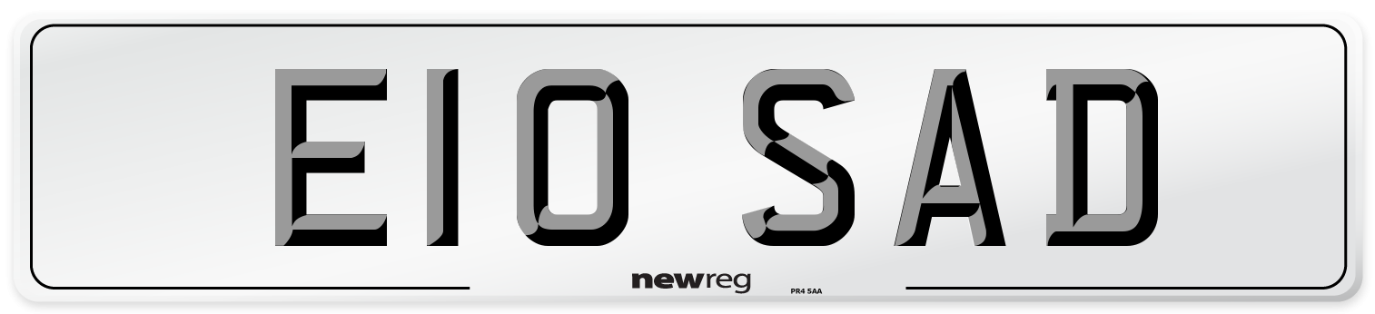 E10 SAD Front Number Plate