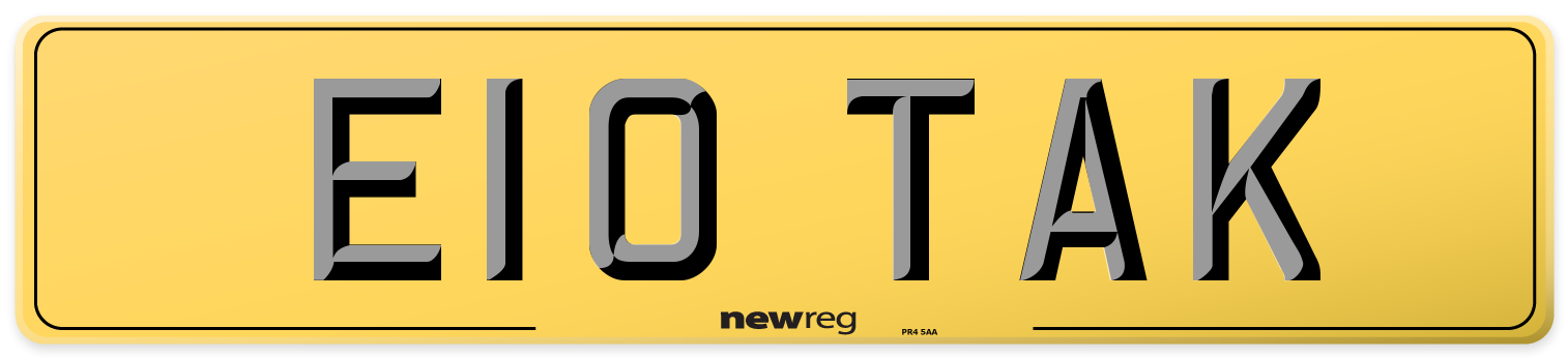 E10 TAK Rear Number Plate