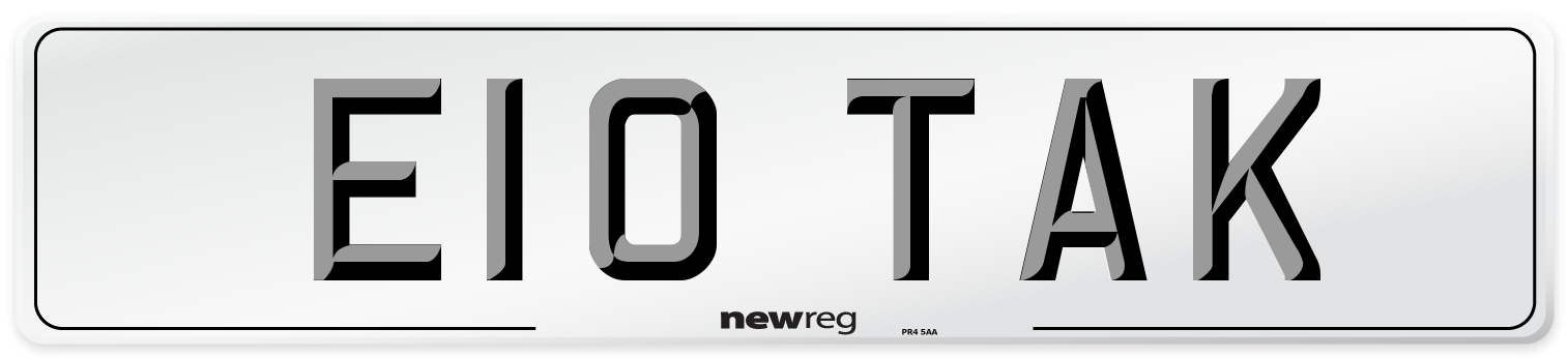 E10 TAK Front Number Plate