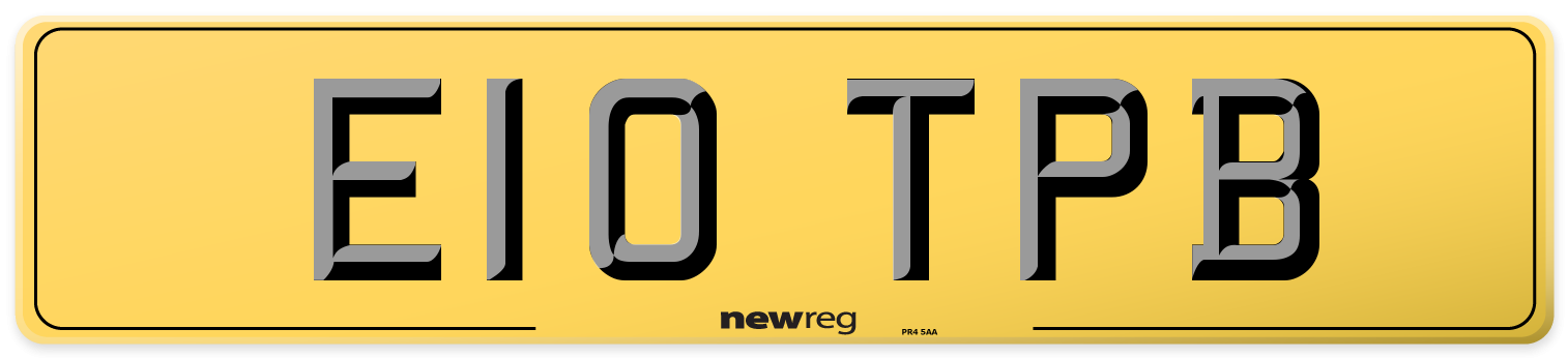 E10 TPB Rear Number Plate