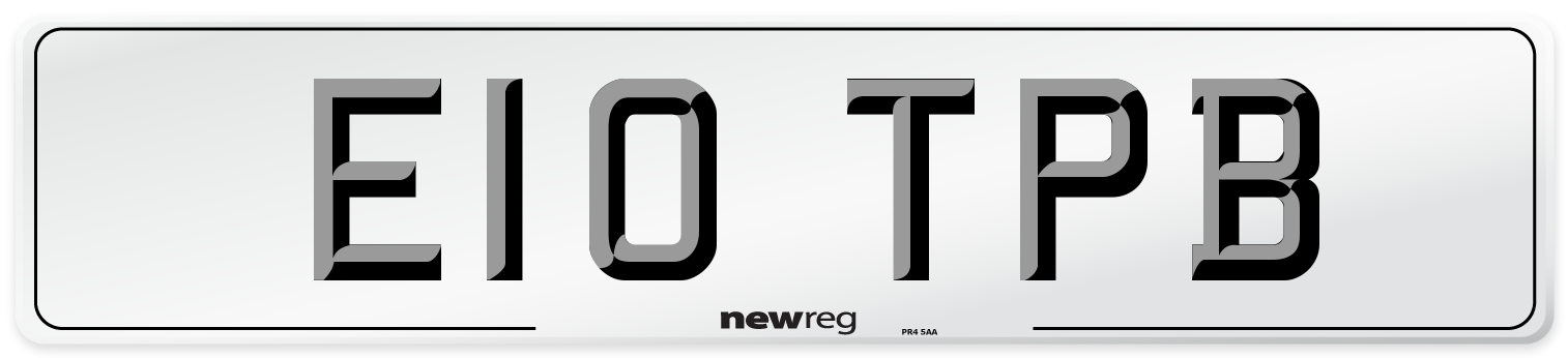 E10 TPB Front Number Plate