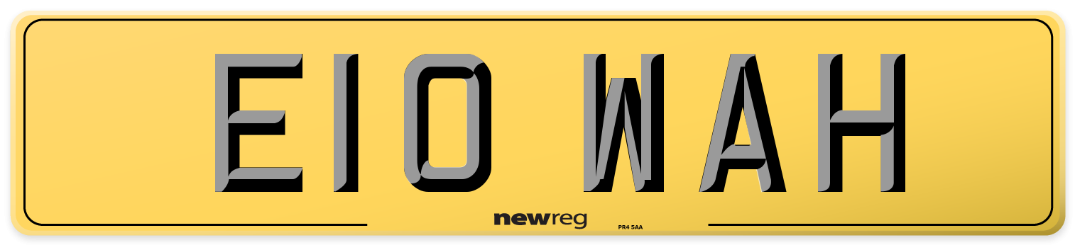 E10 WAH Rear Number Plate