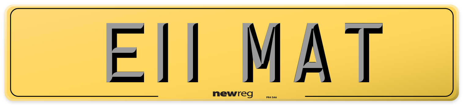 E11 MAT Rear Number Plate