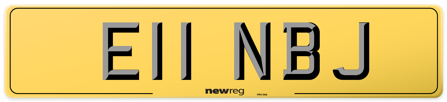 E11 NBJ Rear Number Plate