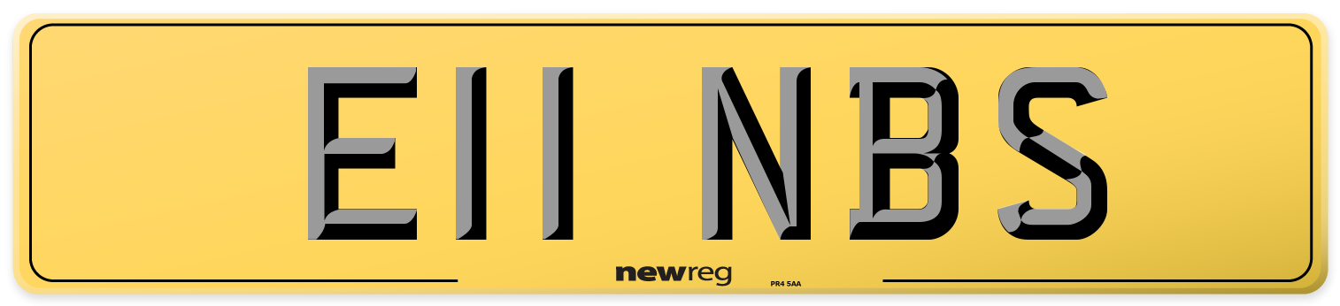 E11 NBS Rear Number Plate