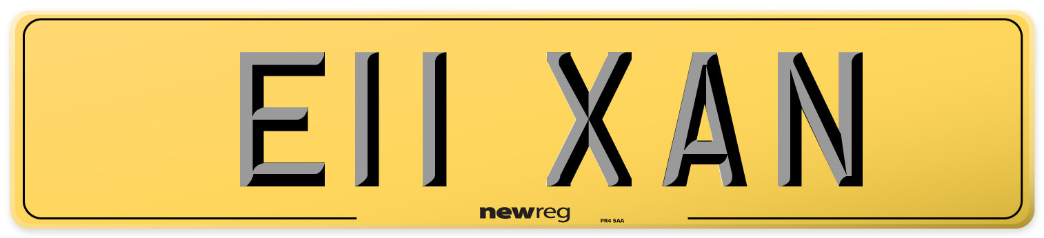 E11 XAN Rear Number Plate