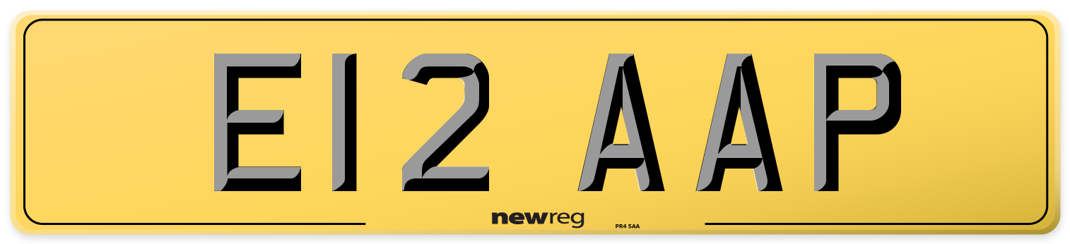 E12 AAP Rear Number Plate