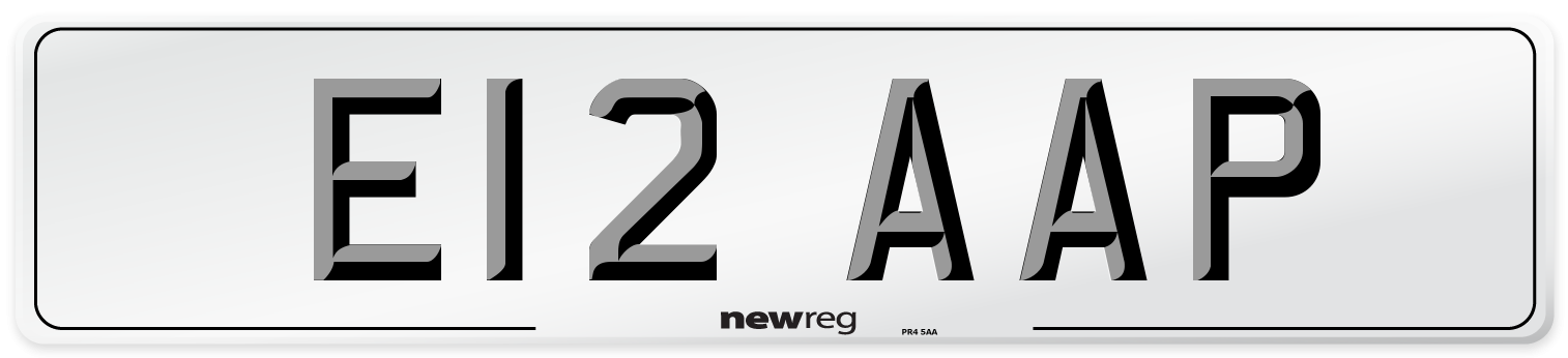 E12 AAP Front Number Plate