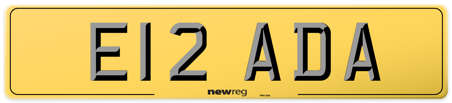 E12 ADA Rear Number Plate