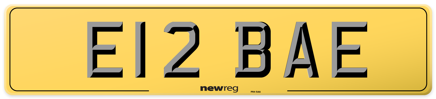 E12 BAE Rear Number Plate