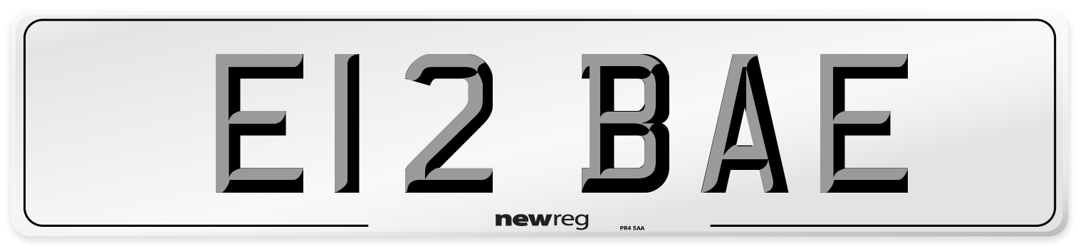 E12 BAE Front Number Plate