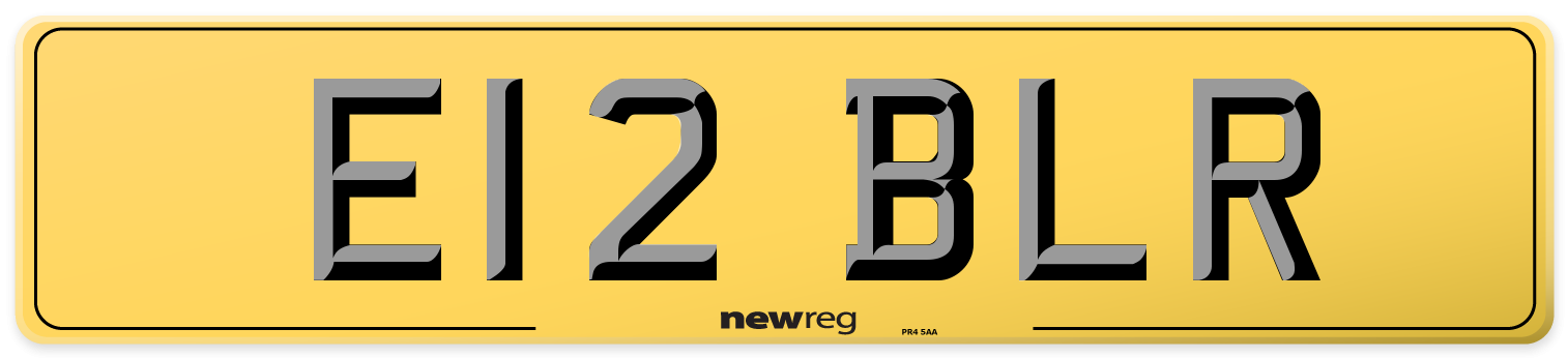 E12 BLR Rear Number Plate