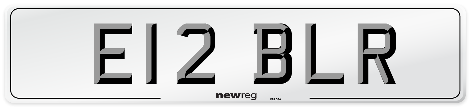E12 BLR Front Number Plate