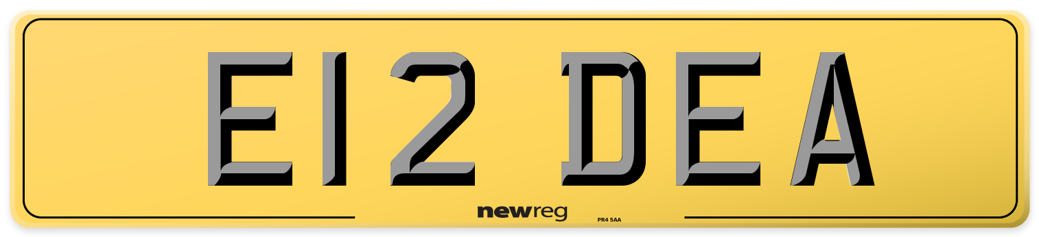 E12 DEA Rear Number Plate
