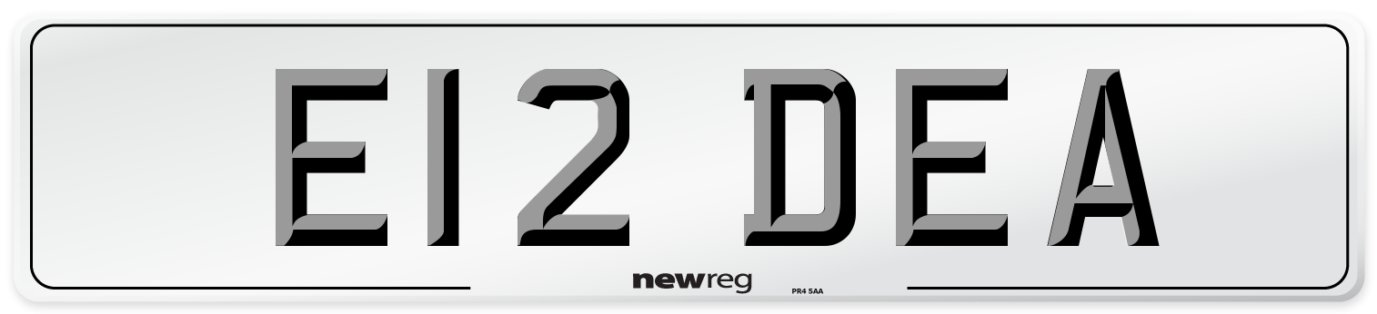 E12 DEA Front Number Plate