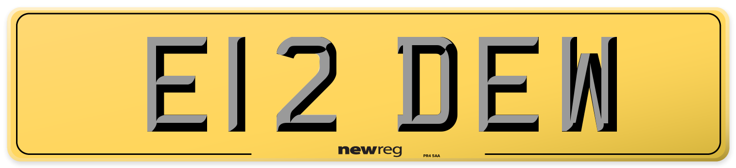 E12 DEW Rear Number Plate