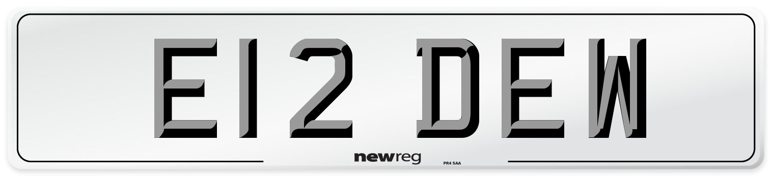 E12 DEW Front Number Plate
