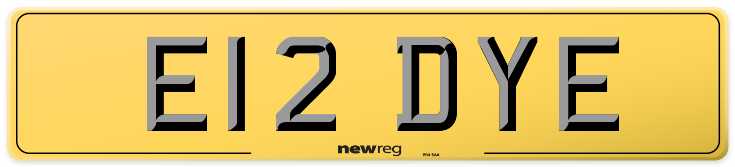 E12 DYE Rear Number Plate