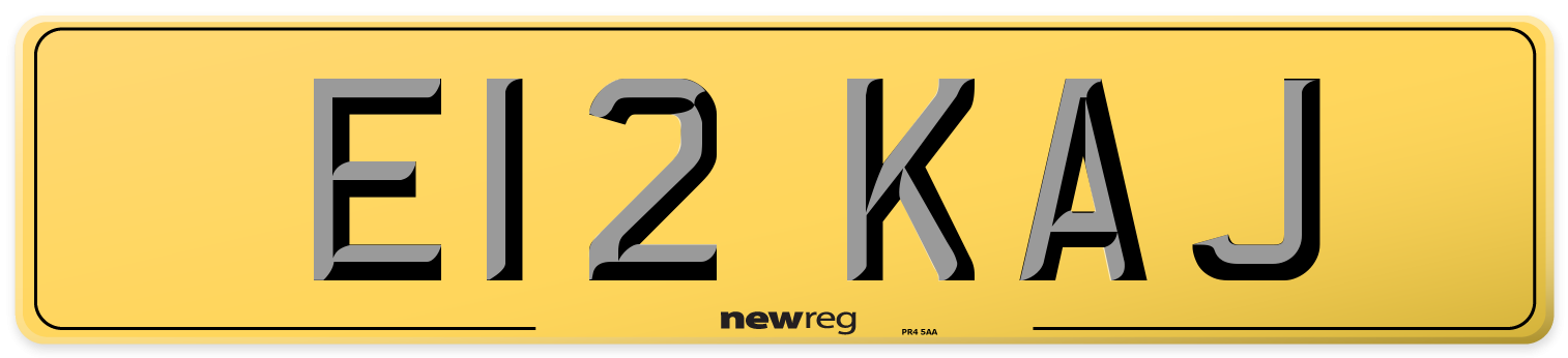 E12 KAJ Rear Number Plate