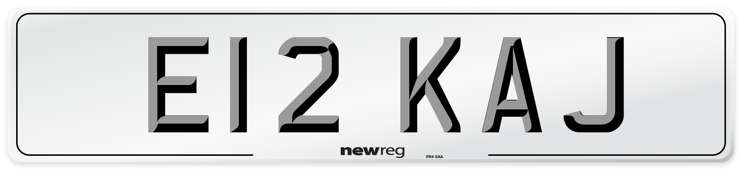 E12 KAJ Front Number Plate