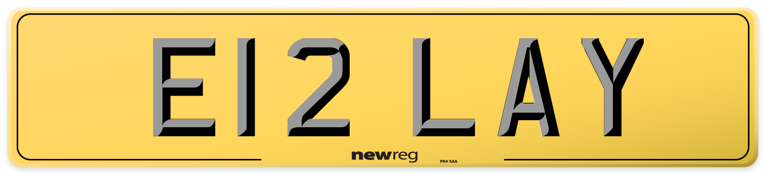 E12 LAY Rear Number Plate