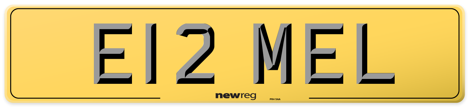 E12 MEL Rear Number Plate