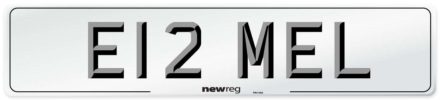 E12 MEL Front Number Plate