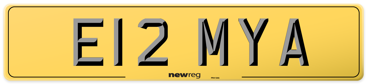 E12 MYA Rear Number Plate