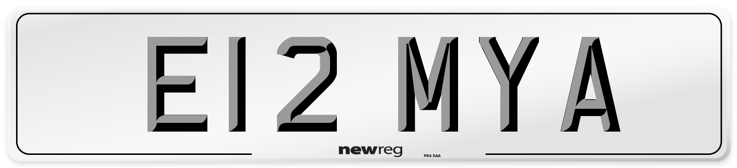 E12 MYA Front Number Plate