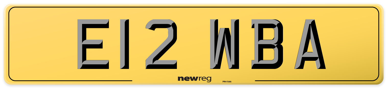 E12 WBA Rear Number Plate