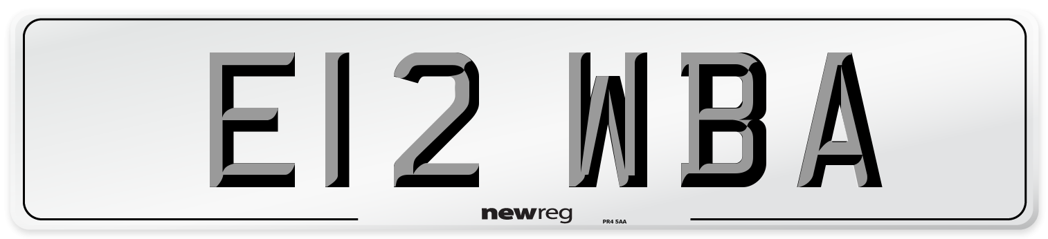 E12 WBA Front Number Plate
