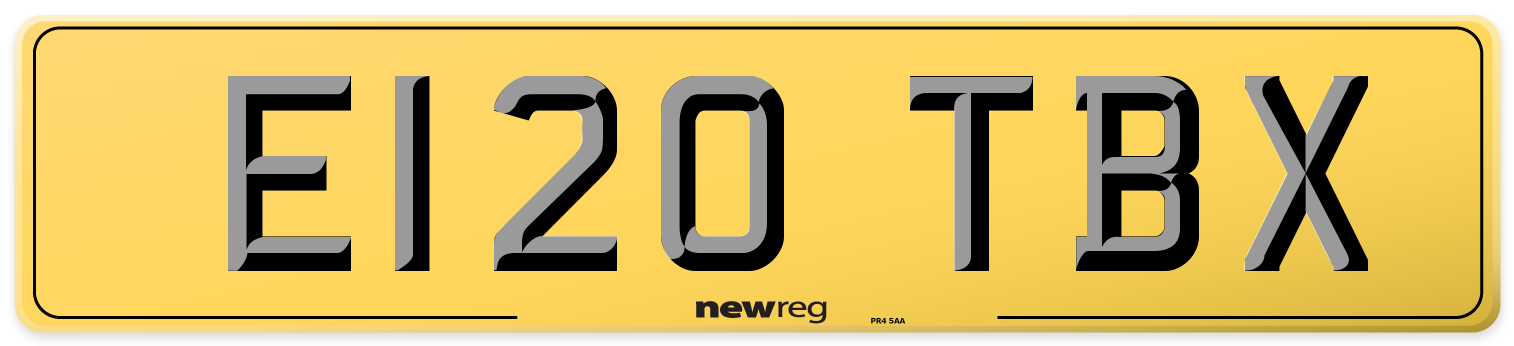 E120 TBX Rear Number Plate