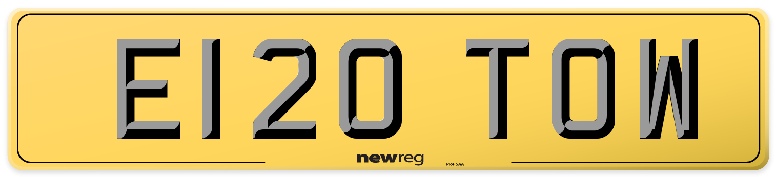 E120 TOW Rear Number Plate