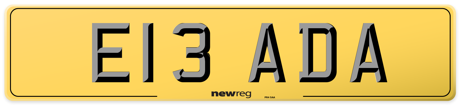 E13 ADA Rear Number Plate