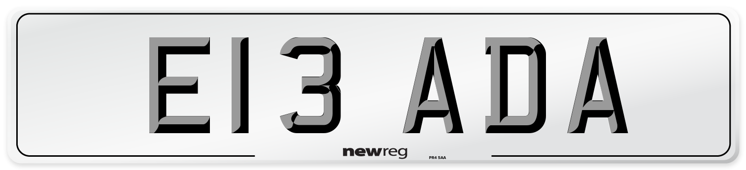 E13 ADA Front Number Plate