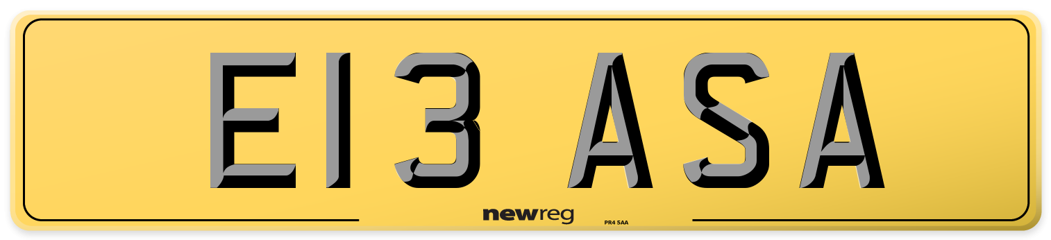E13 ASA Rear Number Plate