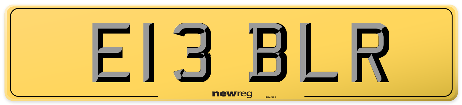 E13 BLR Rear Number Plate