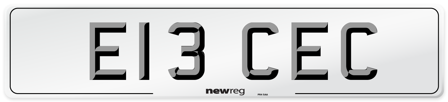E13 CEC Front Number Plate