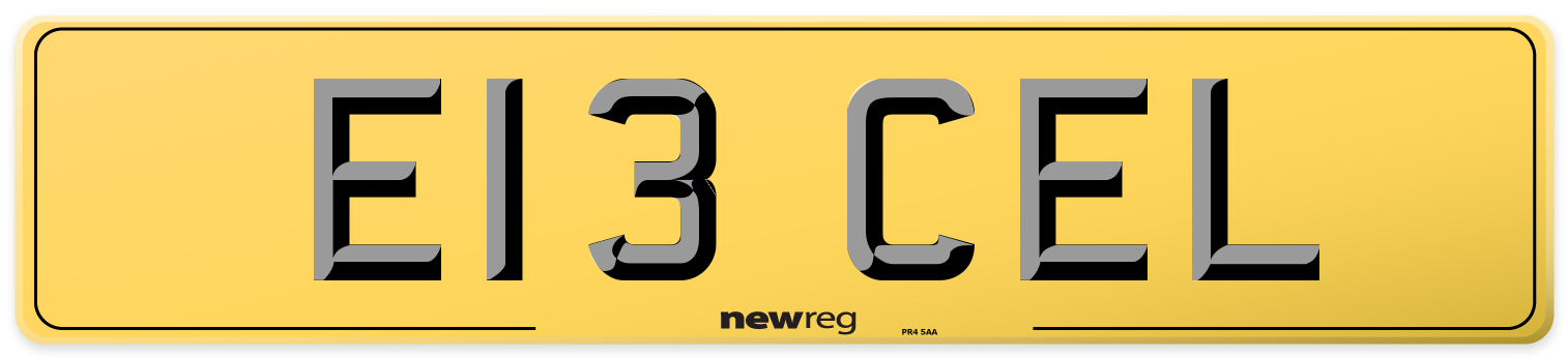E13 CEL Rear Number Plate