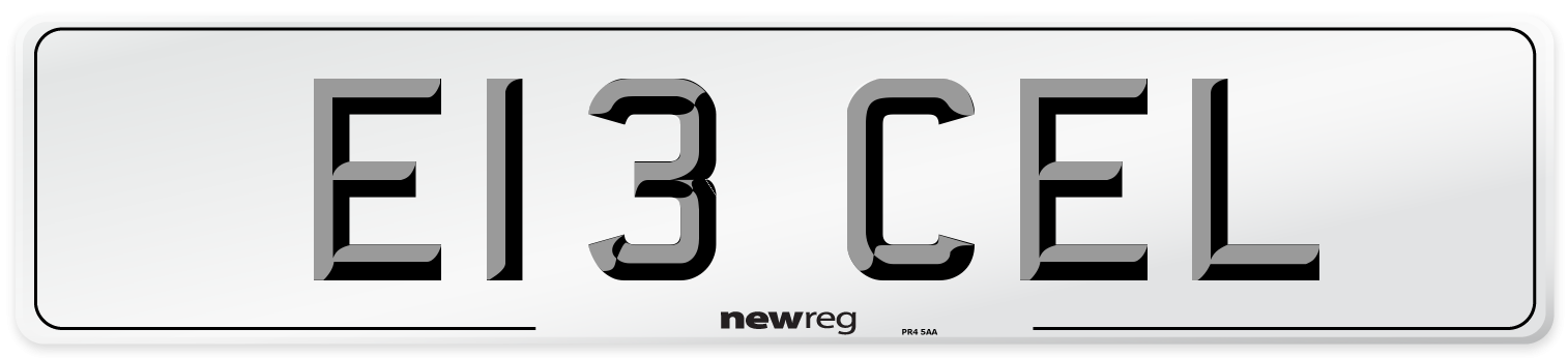 E13 CEL Front Number Plate