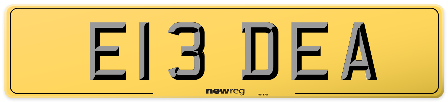 E13 DEA Rear Number Plate